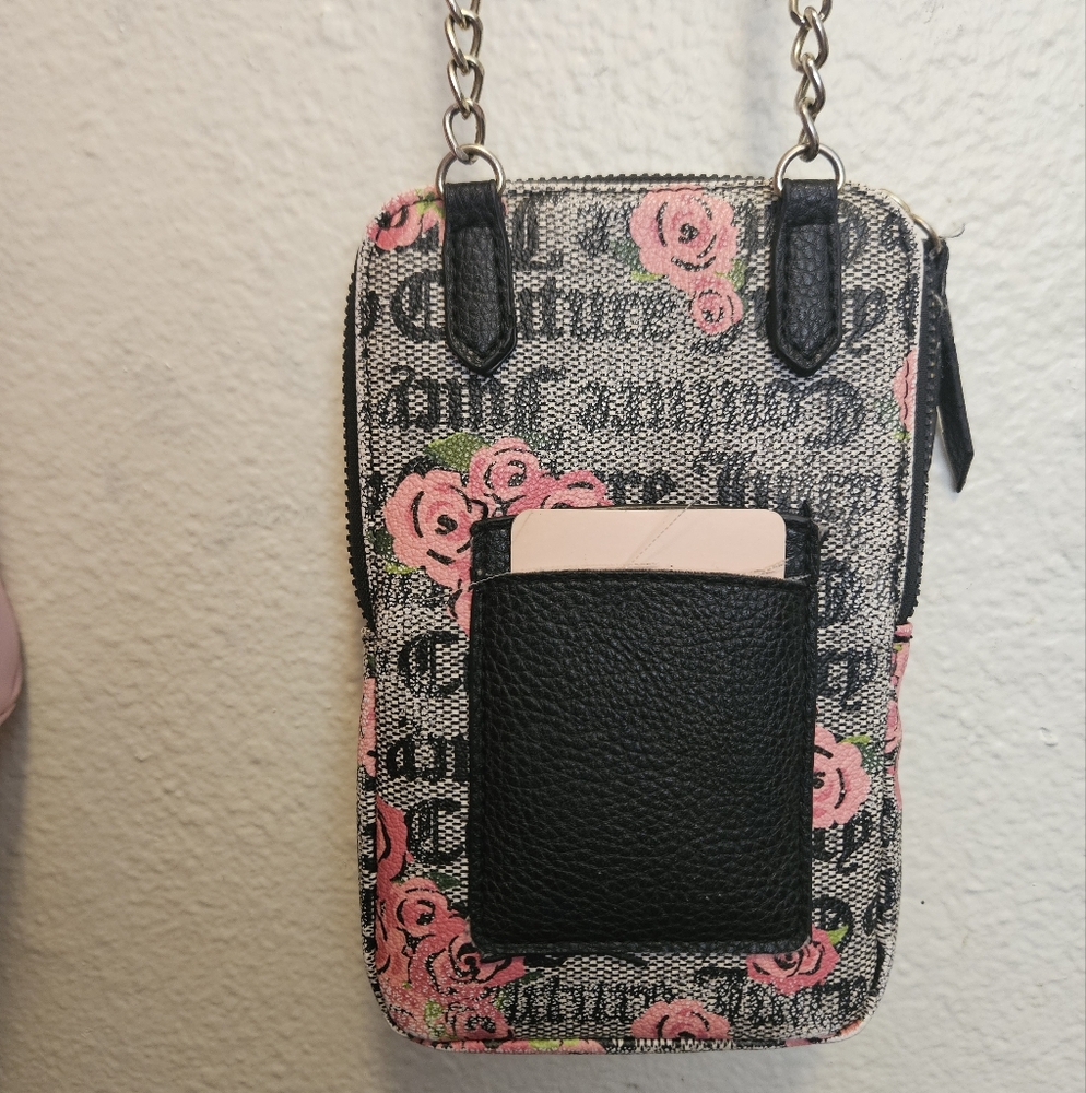 Juicy Couture Black and Pink Crossbody Bag with Floral Design - Picture 2 of 5